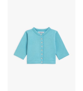 Cardigan pressions layette en molleton - Agnès b. - Bleu eden roc