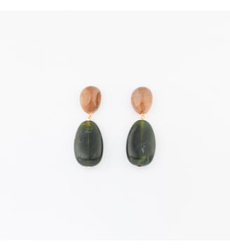 Boucles d'oreilles galets en résine vert - Balaboosté - Vert