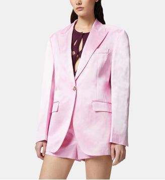 Blazer droit en satin flammé - Pinko - Rose