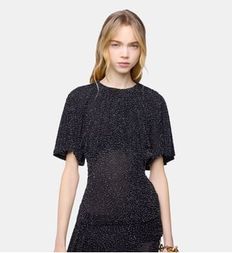 Top texturé asymétrique avec détails froncés Rabanne