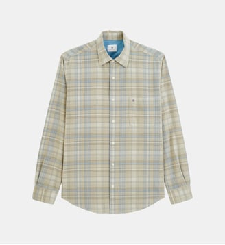 Chemise manches longues velours côtelé carreaux - Serge Blanco - Gris