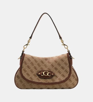Sac à épaule avec logo Samantha - Guess - Marron multi