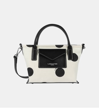 Mini sac cabas main Canvas KBA en coton - Lancaster - Pois ecru