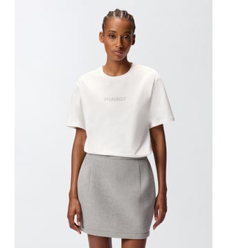 T-shirt avec logo en strass - Pinko - Blanc et blanche neige