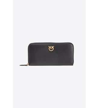 Portefeuille à contour zippé en cuir - Pinko - Noir et doré