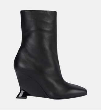 Bottines Wedge en cuir lisse - Balmain - Noir