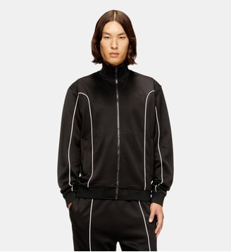 Veste de survêtement en tissu molletonné avec passepoil contrastant - Diesel - Noir