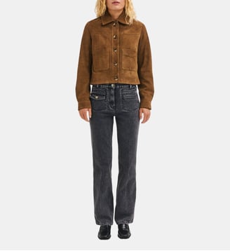 Veste courte en cuir velours - PATTY - Pablo - Paille