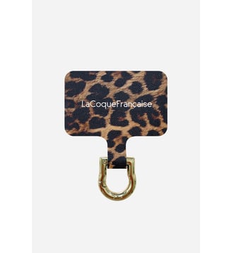 Adaptateur universel chaîne de téléphone avec attache léopard noir - La Coque Française - Marron