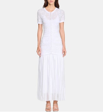 Robe longue en maille perlée - Sandro - Blanc