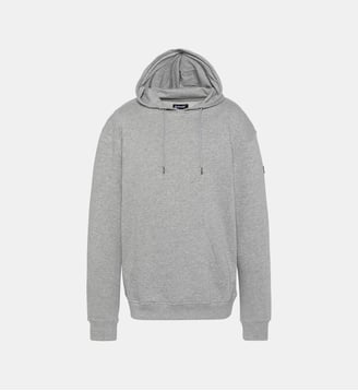 Sweatshirt uni à capuche - Schott - Gris chine