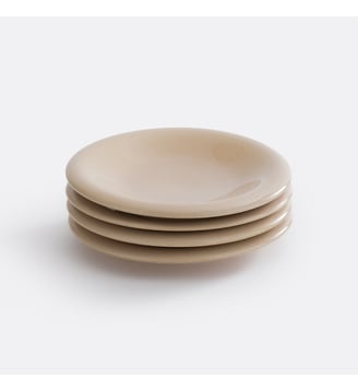 Lot de 4 assiettes à dessert, grès émaillé - La Redoute Interieurs - Beige écru