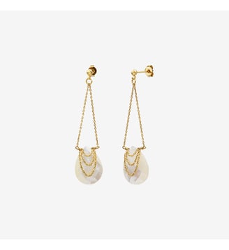 Boucles d'oreilles dorées nacre blanche - SOLANGE - Caroline Najman - Nacre blanche blanc