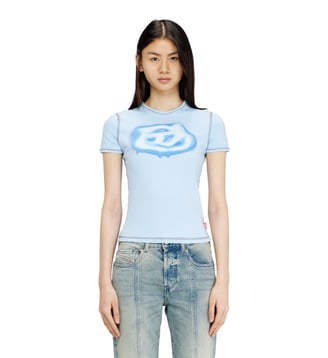 T-shirt slim avec logo effet graffiti - Diesel - Bleu clair