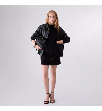 Robe en maille avec strass - Liu Jo - Noir et strass