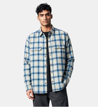 Chemise flanelle carreaux fondus - Atelier Privé - Ciel