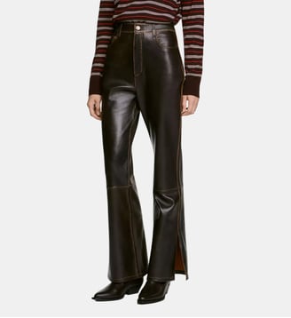 Pantalon en cuir effet vieilli - Sandro - Marron