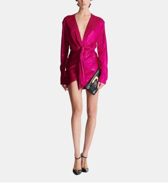 Robe courte drapée en jersey interlock - Balmain - Rose