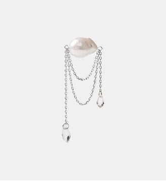 Boucle d’oreille à clous avec perles et cristaux baroques - Aristocrazy - Argenté