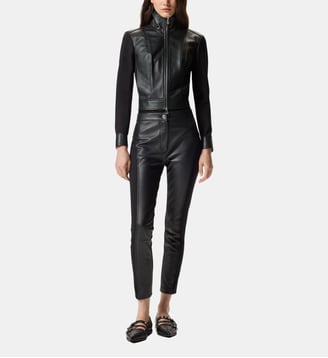 Blouson de motard bi-matière - Pinko - Limousine noire