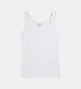 débardeur Gaston en jersey de coton noir - Agnès b. - Blanc