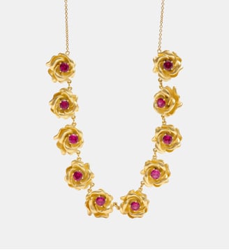 Collier roses dorées Mona Lisa et pierres roses - Les Néréides - Rose