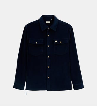Chemise manches longues velours pigment dye - Serge Blanco - Bleu marine