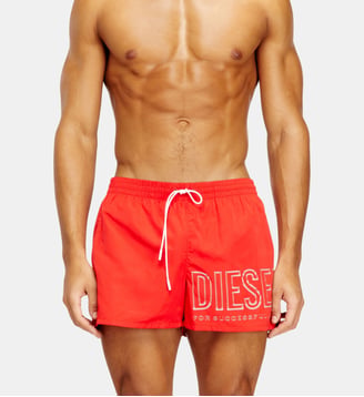Short de bain à decourtueur avec logo en contour - Diesel - Rouge