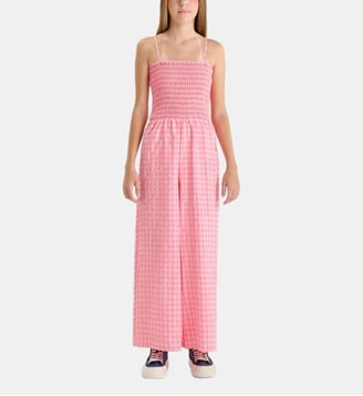 Combinaison droite Lunagi vichy - Le Temps Des Cerises - Rose fluo