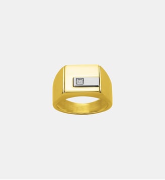 Chevalière Christiano en Acier 316L avec diamant blanc - Phebus - Jaune