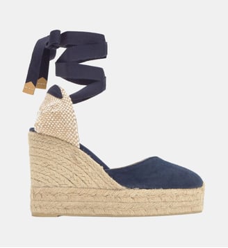 Espadrilles compensées en jute tressée à découpe en V CHIARA - Castaner - Bleu foncé