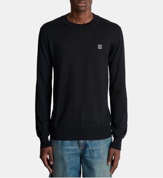 Pull fin en coton et soie - Balmain - Noir