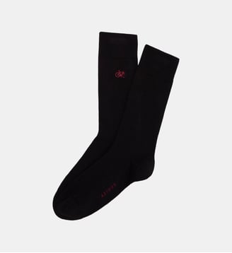 Chaussettes brodées en coton - Vélo - Arthur - Noir