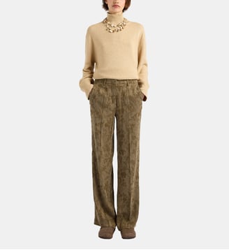 Pantalon milton en cupro jacquard - Momonì - Vert