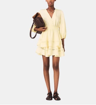 Robe courte à volants - Maje - Jaune pâle