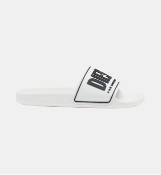 Sa-Mayemi-Claquettes de piscine avec logo 3D - Diesel - Blanc et noir