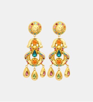 Boucles d'oreilles clip  rond et pampilles  - Gloria - Satellite - Multicolore