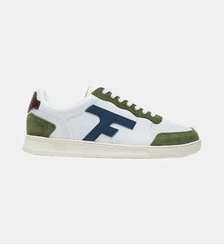Baskets basses Cuir-suede - Faguo - Blanc et kaki