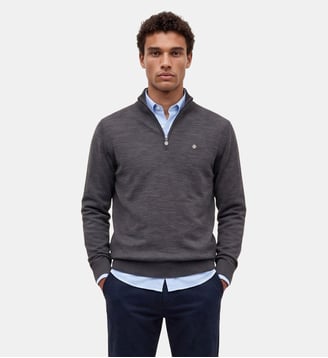 Pull Marvine essentiel col zippé - Serge Blanco - Gris clair