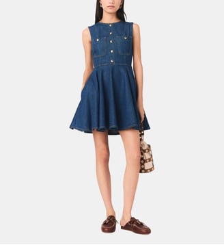 Robe courte en denim évasée - Maje - Marine