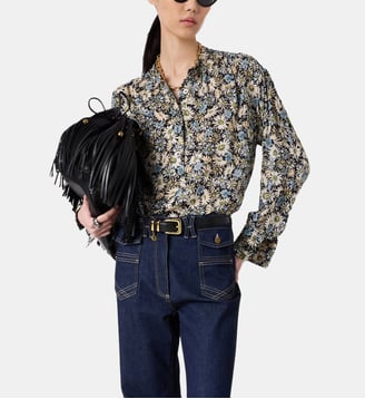 Blouse fluide à fleurs - CLYMENE - Gerard Darel - Bleu turquoise