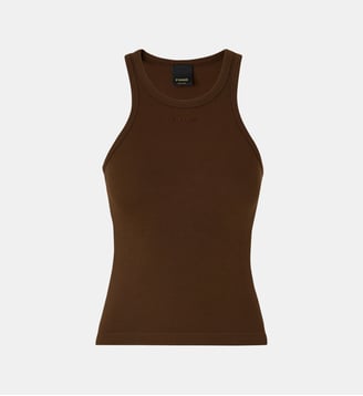 Débardeur en maille côtelée à logo pinko - Pinko - Marron foncé