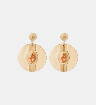 Boucles d'oreilles tiges percées   - Soleil - Satellite - Orange