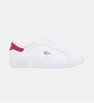Sneakers Powercourt femme en cuir - Lacoste - Blanc et violet foncé