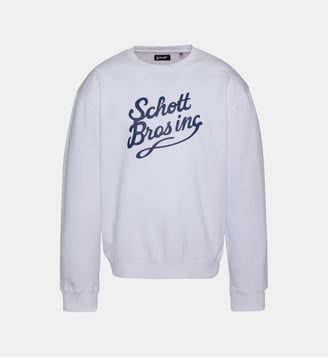 Sweatshirt imprimé col rond - Schott - Blanc