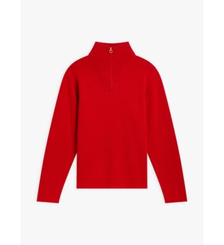Pull camionneur en jersey de cachemire - Agnès b. - Rouge venise