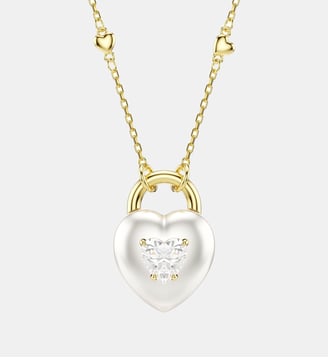 Pendentif Idyllia, Cœur, Doré à l’or 18 carats (750/1000) - Swarovski - White gold tone plated