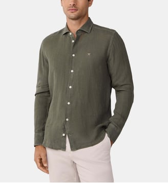 Chemise En Lin Teint En Pièce Coupe Ajustée - Hackett London - Jaune