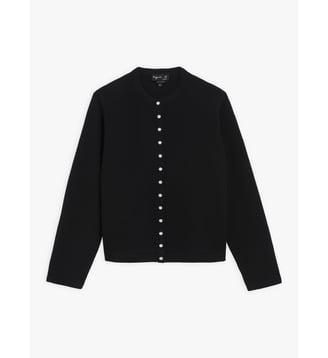 cardigan pression noir en cachemire - Agnès b. - Noir