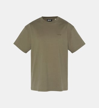 T-shirt droit signature en coton - Schott - Kaki